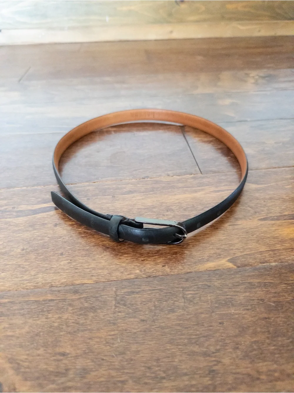Lauren Ralph Lauren Black Genuine Leather Skinny Belt Small Minimalist Classic